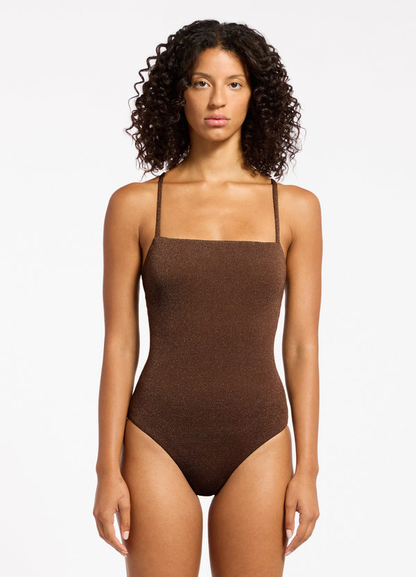 Tirari Nights Minimal Tank One Piece - Chocolate