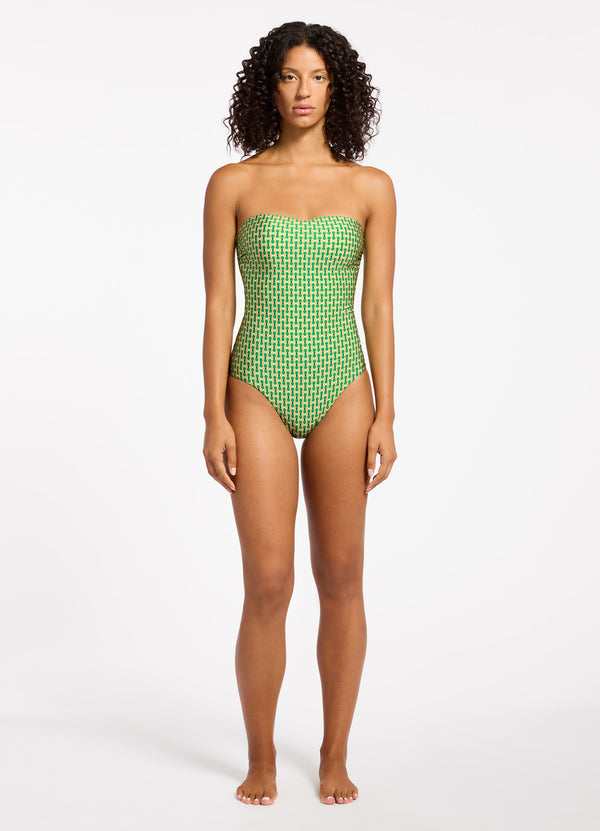 Mattala Geo Moulded Bandeau One Piece - Flora