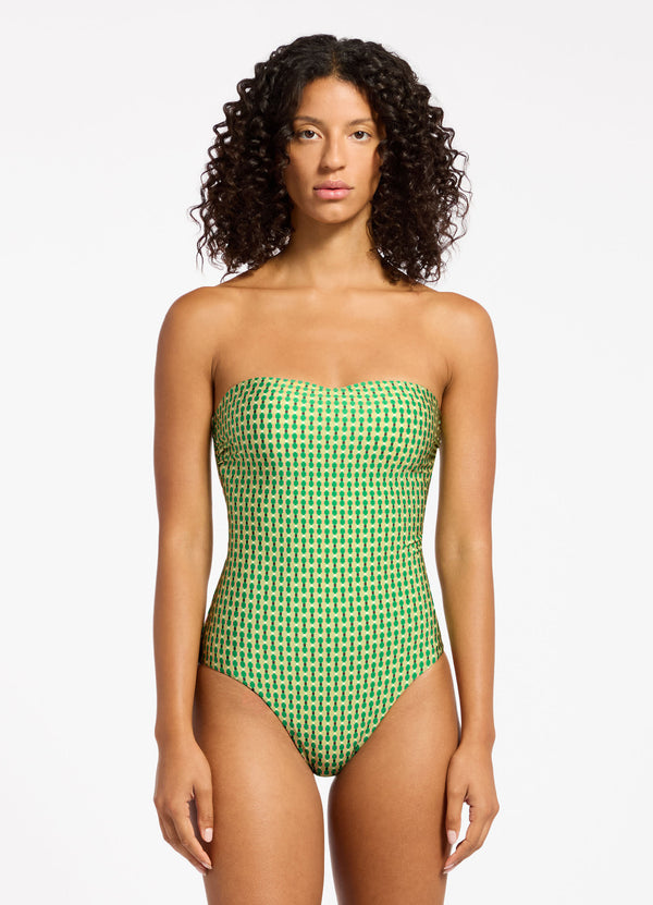 Mattala Geo Moulded Bandeau One Piece - Flora