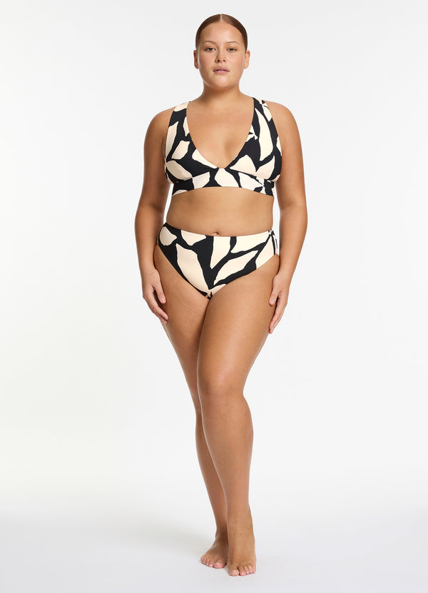 Fiore High Waist High Leg Bikini Bottom - Black