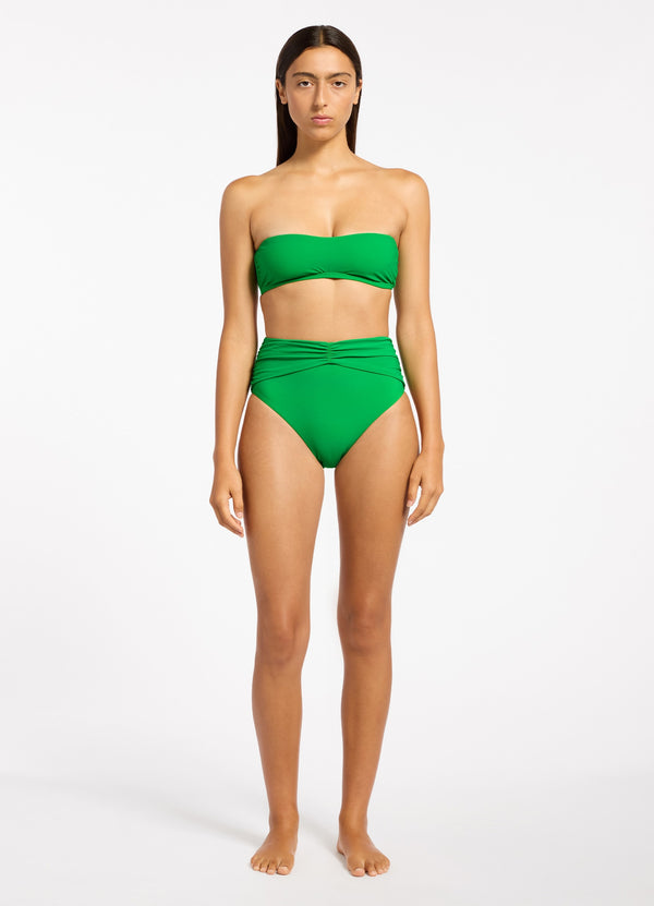 Jetset High Waist Ruched Bikini Bottom - Flora