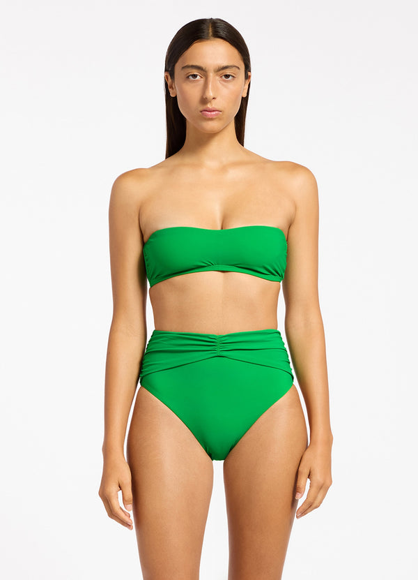 Jetset High Waist Ruched Bikini Bottom - Flora