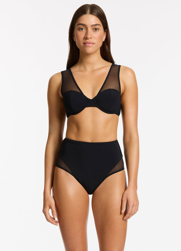 Jetset Lure High Waist Bikini Bottom - Black