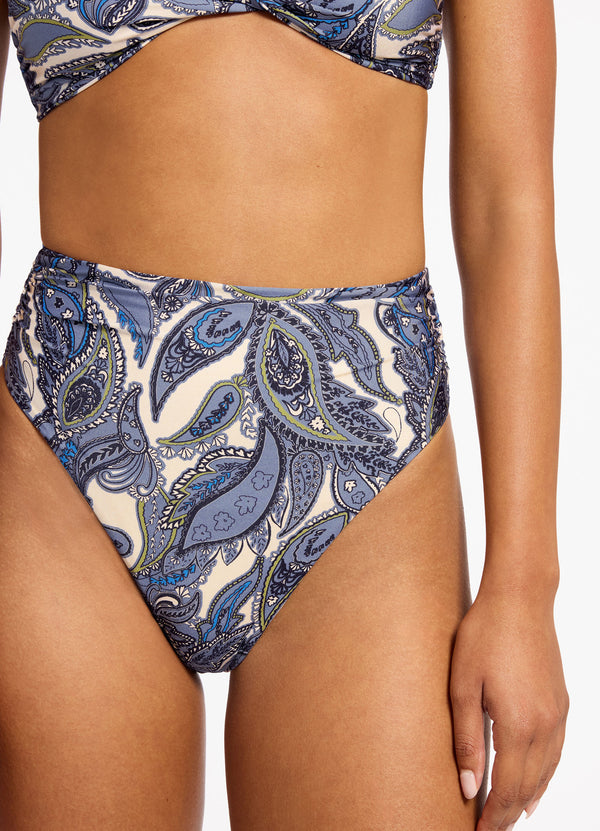 Oasis Paisley High Waist High Leg Bikini Bottom