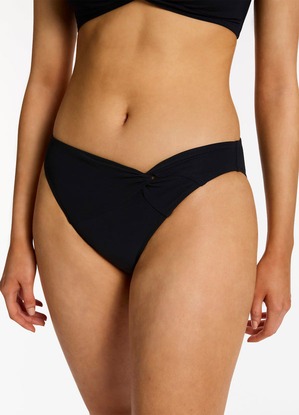 Jetset Twist Front Hipster Bikini Bottom - Black