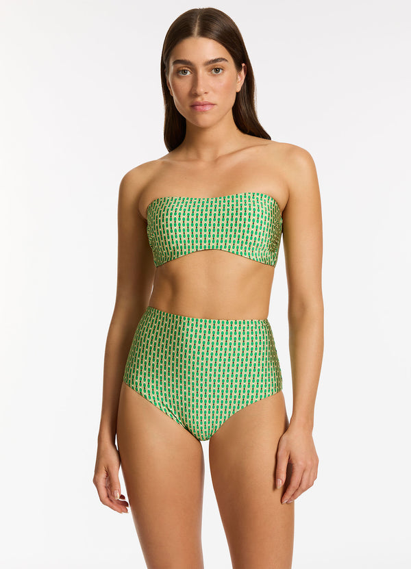 Mattala Geo Moulded Bandeau Bikini Top - Flora
