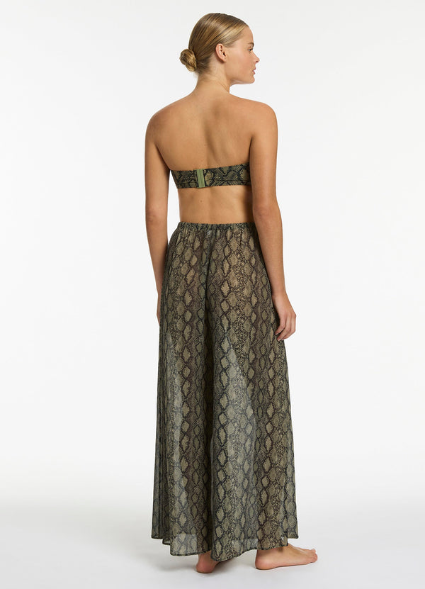 Python Crinkle Wide Leg Pant - Olive