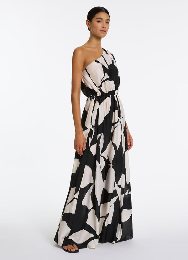 Fiore One Shoulder Maxi Dress - Black