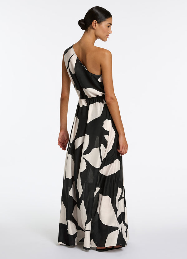 Fiore One Shoulder Maxi Dress - Black