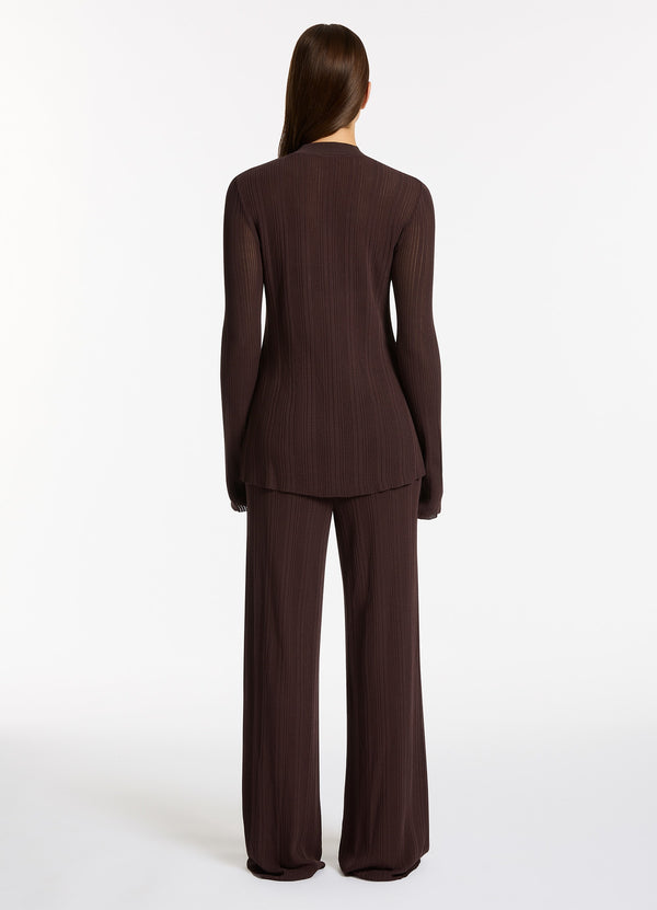 Jetset Knit Long Sleeve Top - Chocolate