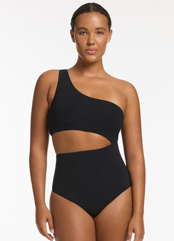 Jetset One Shoulder One Piece - Black