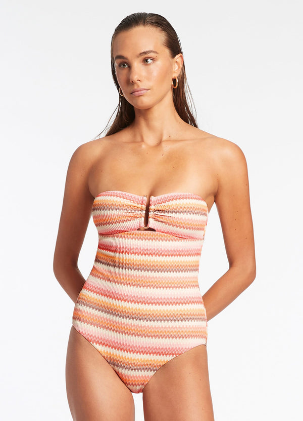 Capri Stripe Bandeau One Piece - Candy