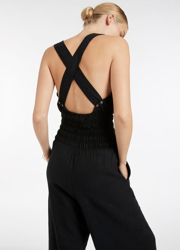 Palmas Shirred Jumpsuit - Black