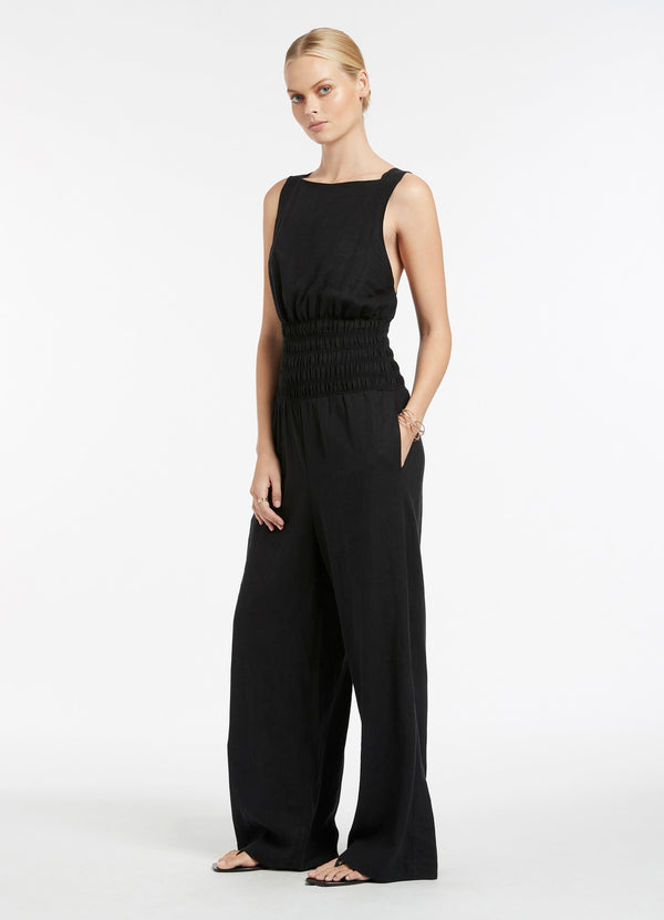 Palmas Shirred Jumpsuit - Black