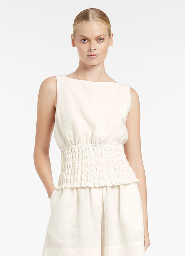Jetset Shirred Top - Cream