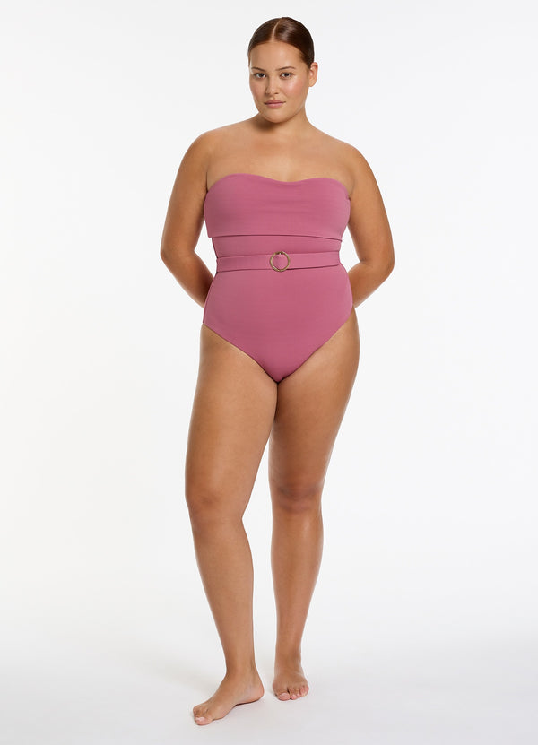 Isla Rib Bandeau One Piece - Mauve