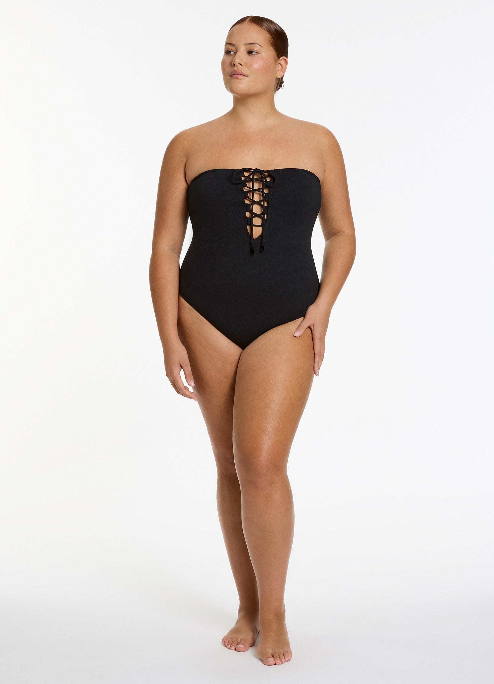 Joali Tie Front Bandeau One Piece - Black – JETS US