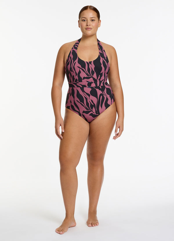 Sereno Retro Halter One Piece - Mauve