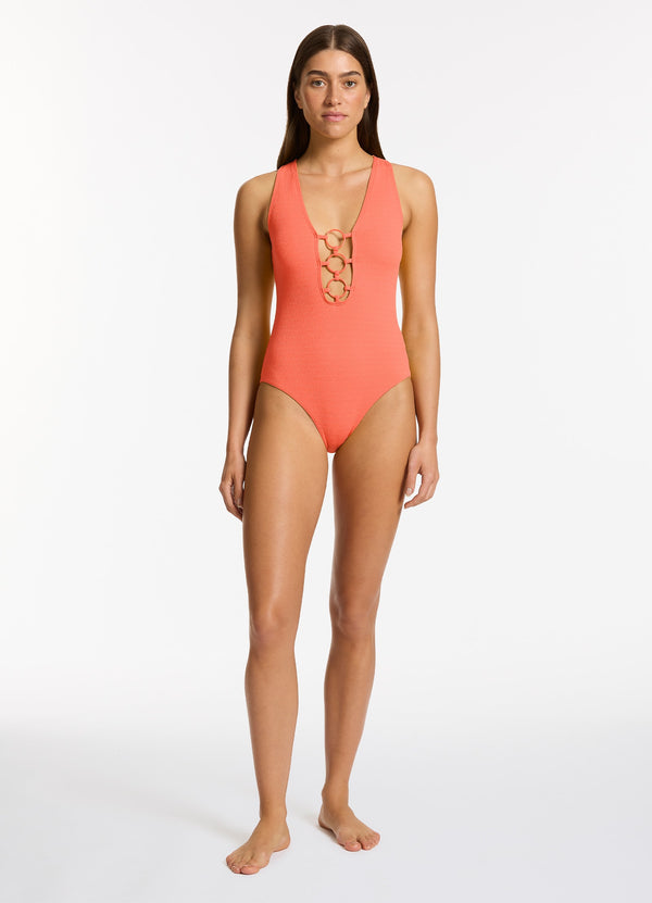 Alessia Plunge One Piece - Guava