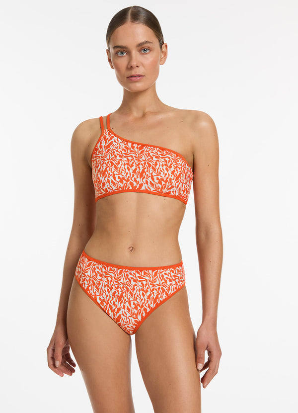 Sereno Ditsy Full Coverage Bikini Bottom - Coral