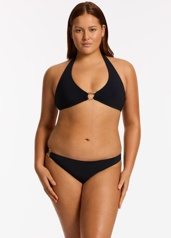 Jetset Lien Hipster Trim Side Bikini Bottom - Black