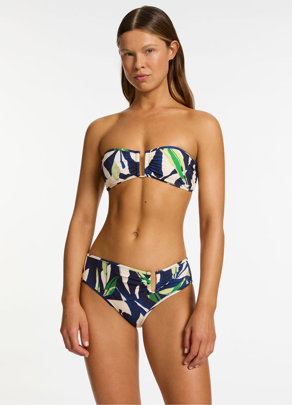 Fauna U Trim Mid Rise Bikini Bottom - Ink