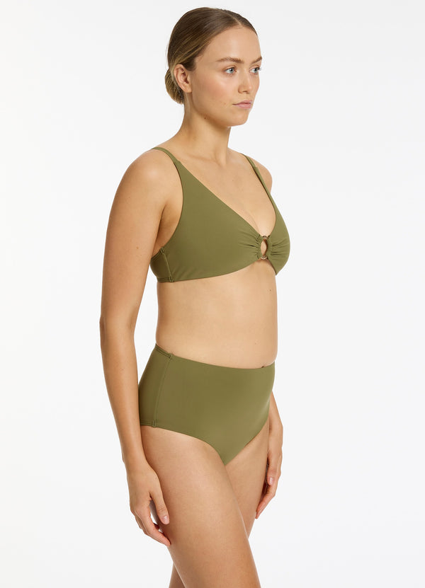 Jetset High Waisted Bikini Bottom - Moss