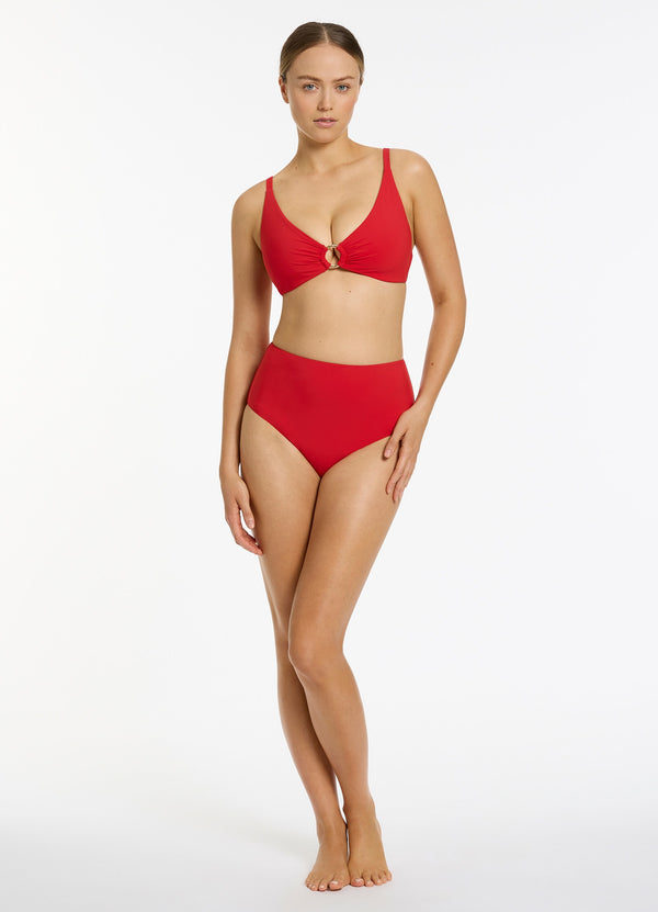 Jetset High Waisted Bikini Bottom - Rosso