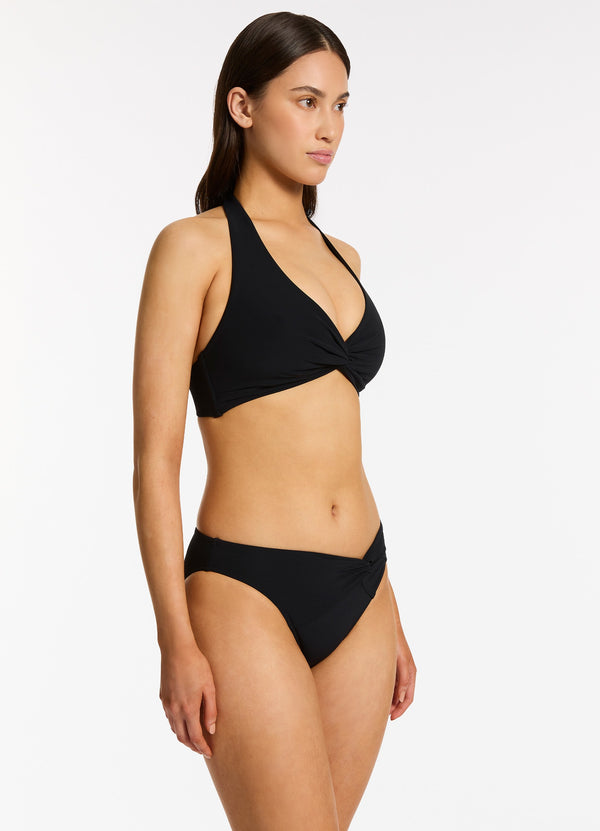 Twist Front Hipster Bikini Bottom - Black