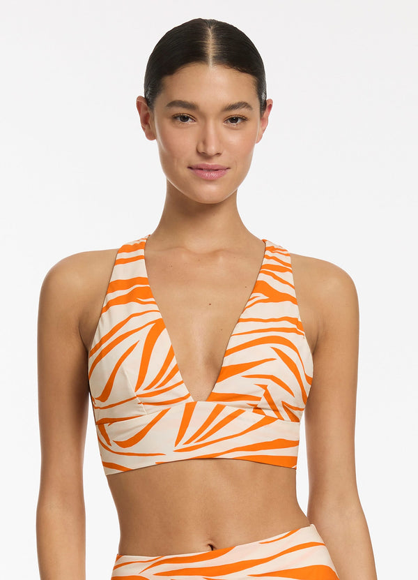 Fine Lines Soft Triangle Bikini Top - Papaya