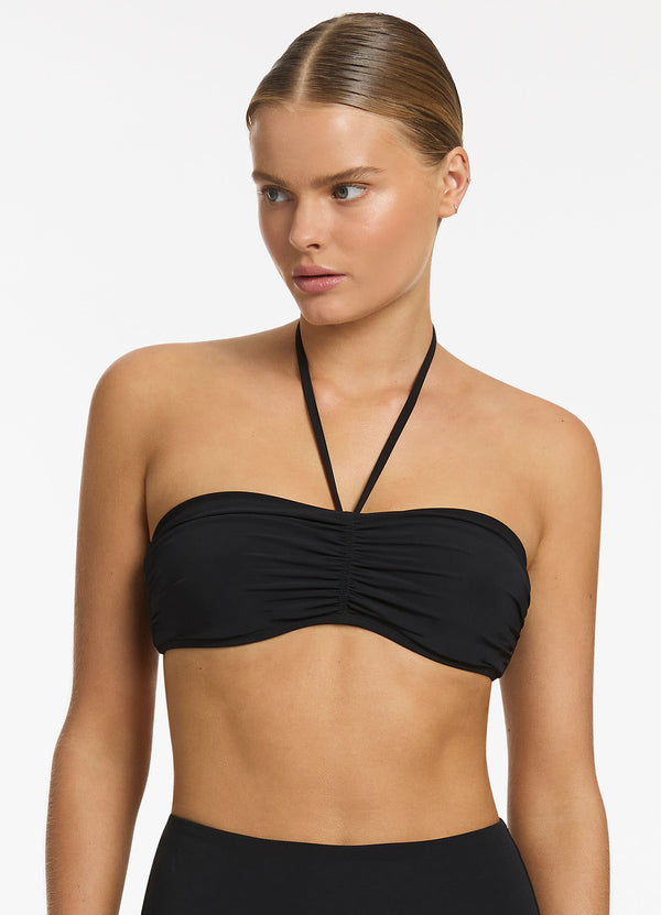 Jetset Underwire Bandeau Bikini Halter Top - Black