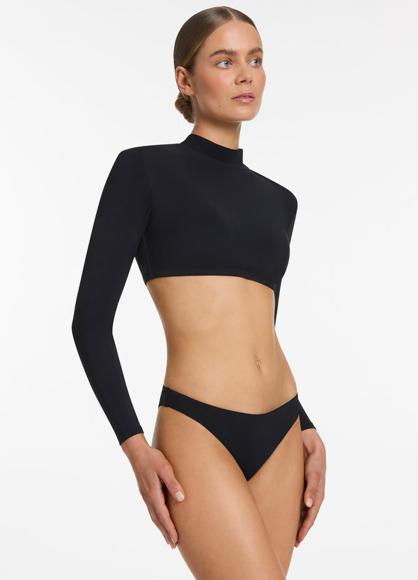 Jetset High Neck Ls Bikini Top - Black