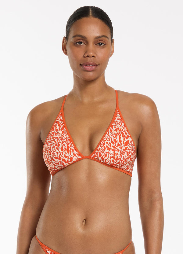 Sereno Ditsy Tie Back Bikini Top - Coral