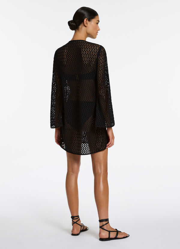 Stretch Lace Kaftan - Black