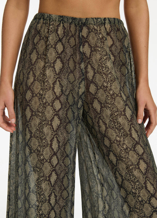 Python Crinkle Wide Leg Pant - Olive