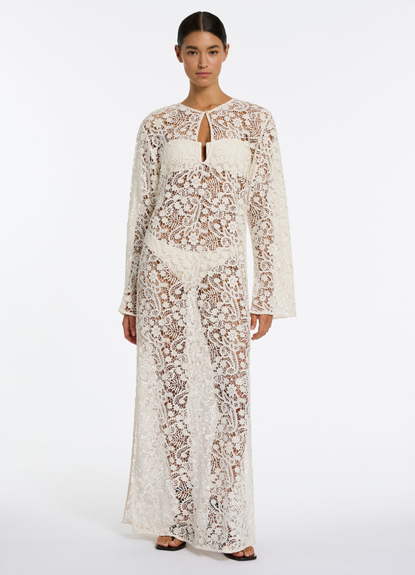 Velana Lace Maxi Kaftan - Cream