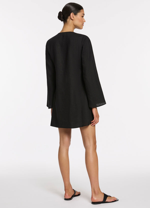 Joali Tie Front Mini Coverup - Black