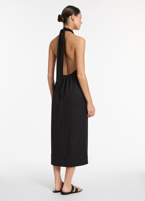 Jetset Low Back Halter Dress - Black