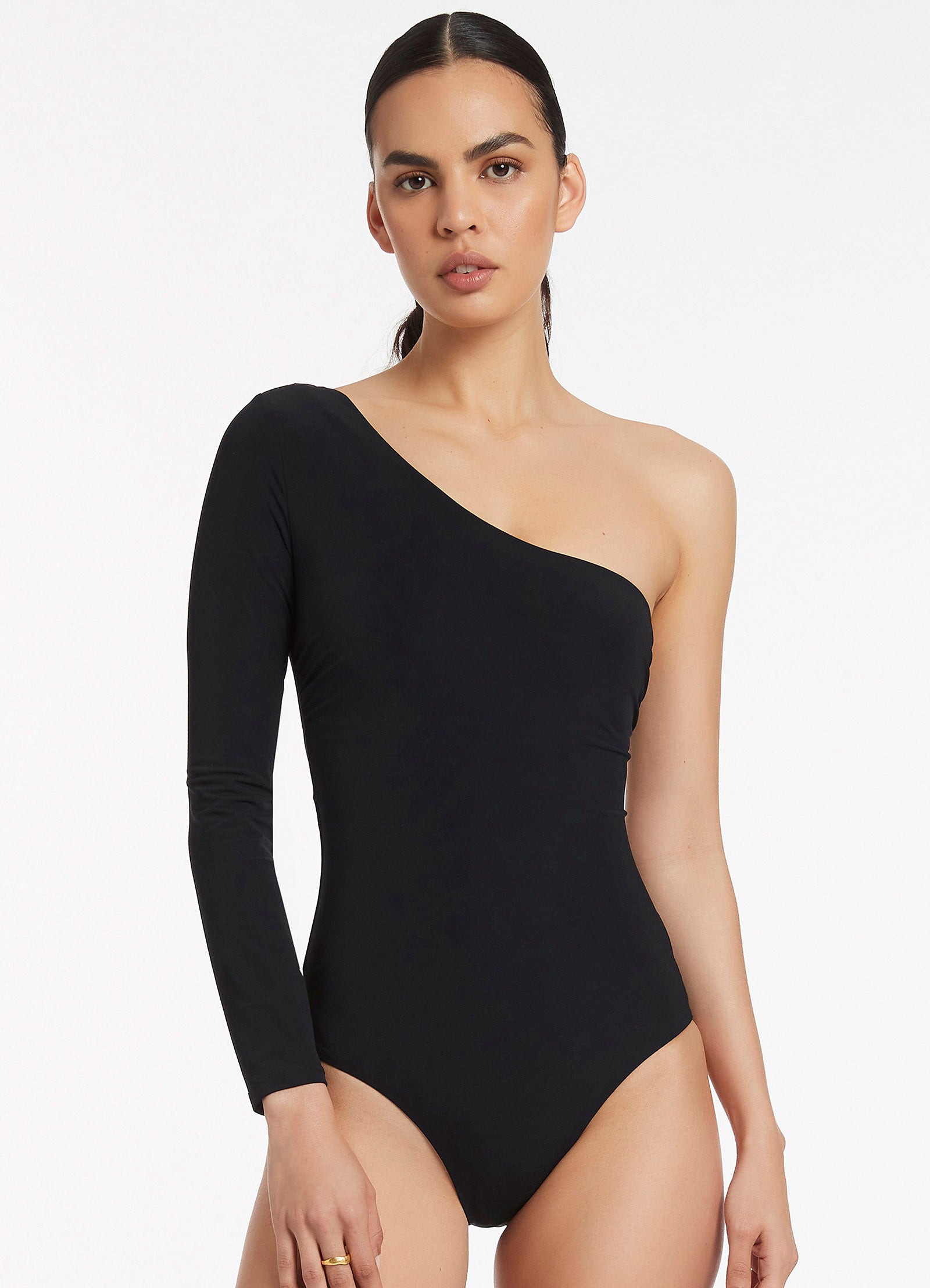 Jetset One Shoulder Long Sleeve One Piece - Black – JETS US