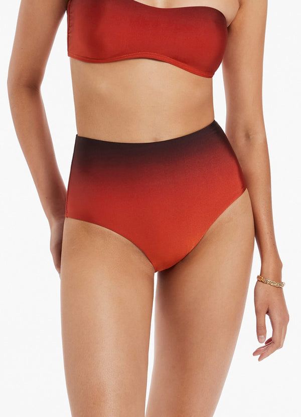 Oia Sunset High Waist Bikini Bottom - Burnt Orange