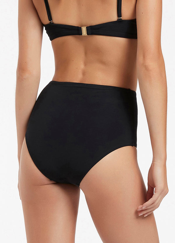 Jetset High Waisted Bikini Bottom - Black