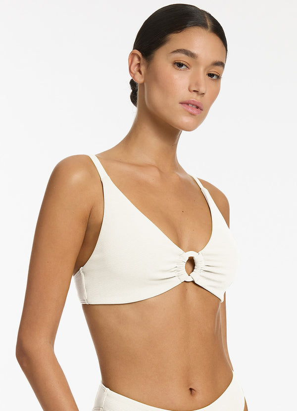 Isla Rib C-D Triangle Bikini Top - Cream