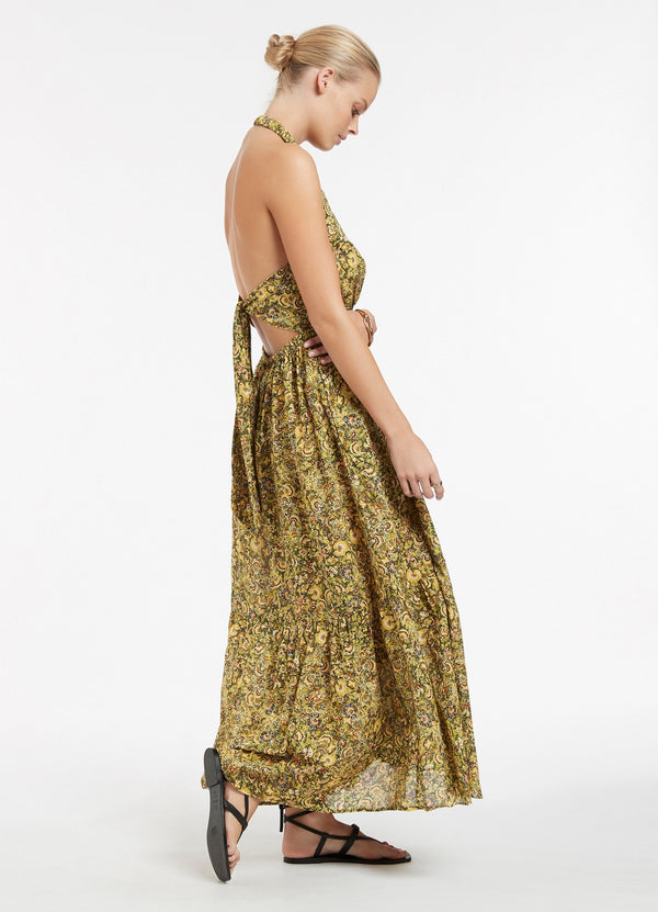 Majorelle Tie Back Maxi Dress - Olive