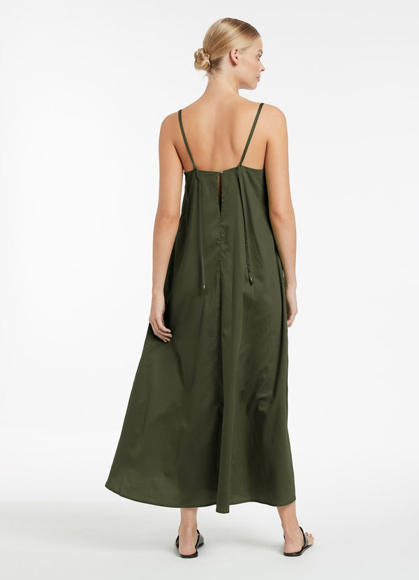 Jetset A Line Strappy Dress - Olive