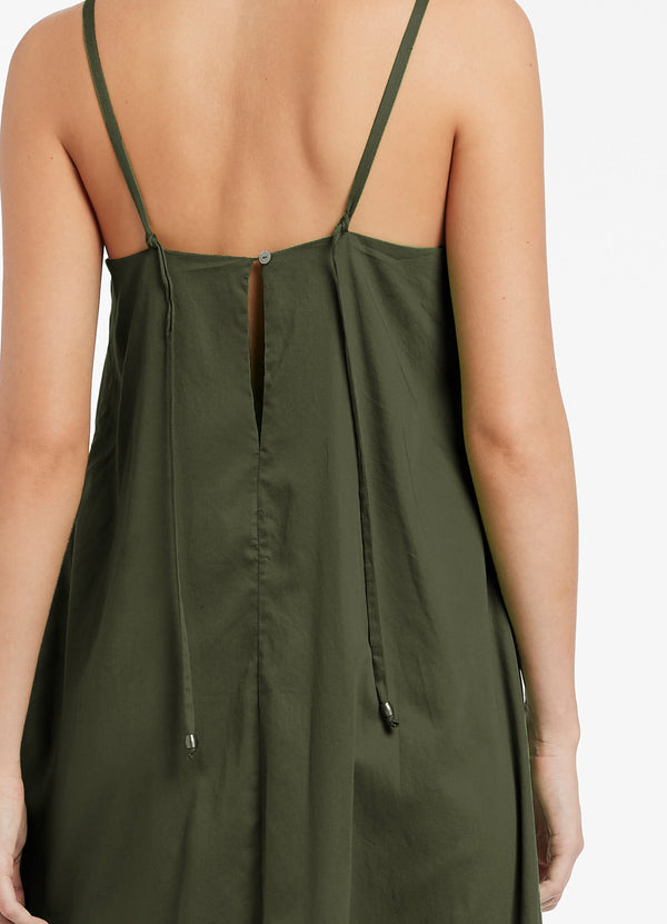 Jetset A Line Strappy Dress - Olive