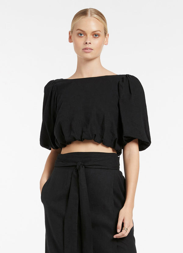 Palmas Puff Sleeve Top - Black