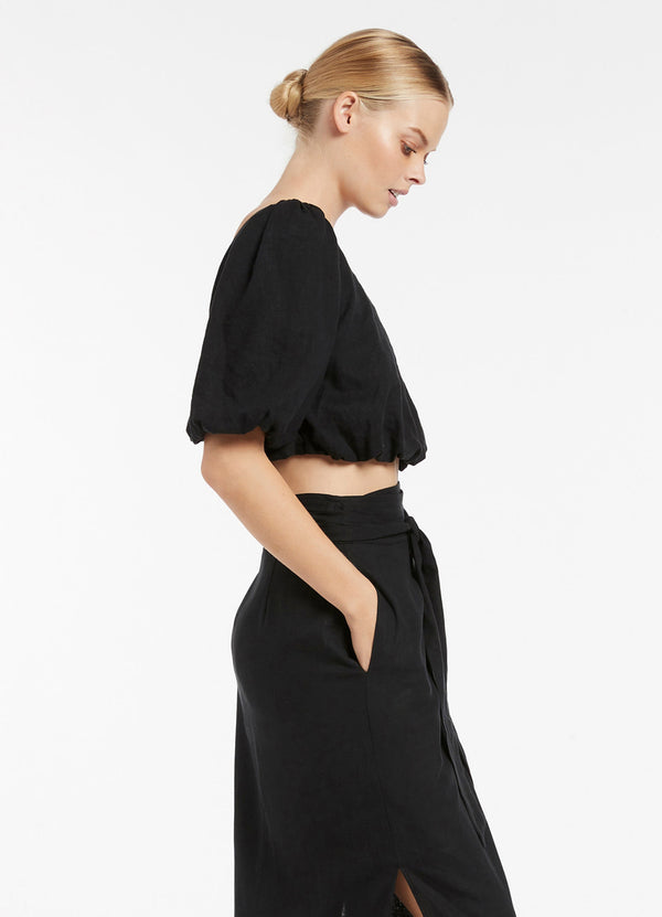 Palmas Puff Sleeve Top - Black