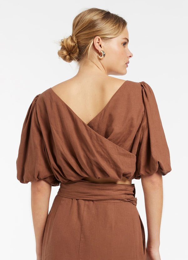 Palmas Puff Sleeve Top - Desert Brown