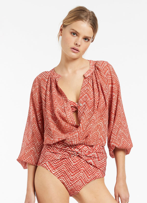 Bonita Gathered Shirt - Maple