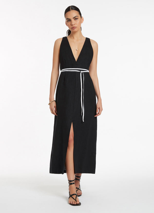 Jetset Plunge Belt Dress - Black